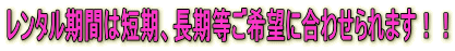 レンタル期間は短期、長期等ご希望に合わせられます!!
